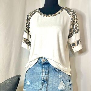 NWT Leopard Stripe Tee